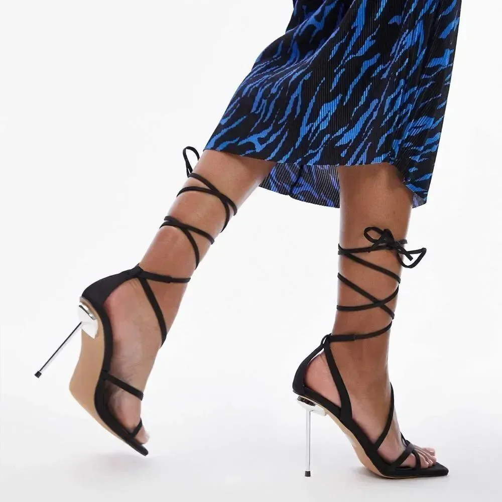 Topshop | Stella strappy ankle tie heeled sanda